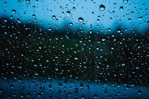 Zbliż Krople Deszczu Szklany Samochód Porze Deszczowej — Zdjęcie stockowe