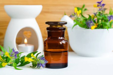 Eczane şişe Melampyrum çiçekli ayıklamak (tentür, infüzyon, esans). Kopya alanı. 