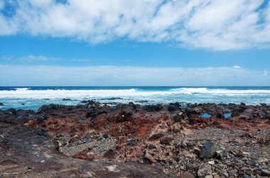 Güzel manzara okyanus manzaralı. Punta Del Hidalgo, Tenerife, Kanarya Adaları, İspanya.  