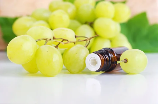Kleine Fles Met Druivenpitolie Natuurlijke Schoonheid Behandeling Recept Zelfgemaakte Huid — Stockfoto