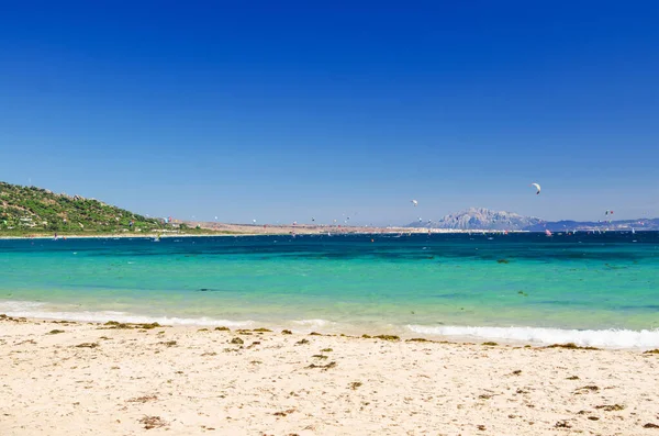 Schöner Strand Von Punta Paloma Hintergrund Jede Menge Kiteboarder Und — Stockfoto