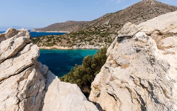 Mar Egeo Turchese Rocce Montagne Verdi Knidos Provincia Mugla Turchia — Foto Stock