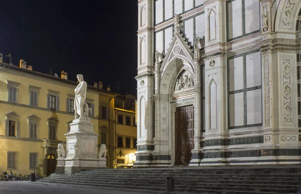 Florença Itália Outubro 2015 Estátua Dante Alighieri Perto Igreja Santa — Fotografia de Stock