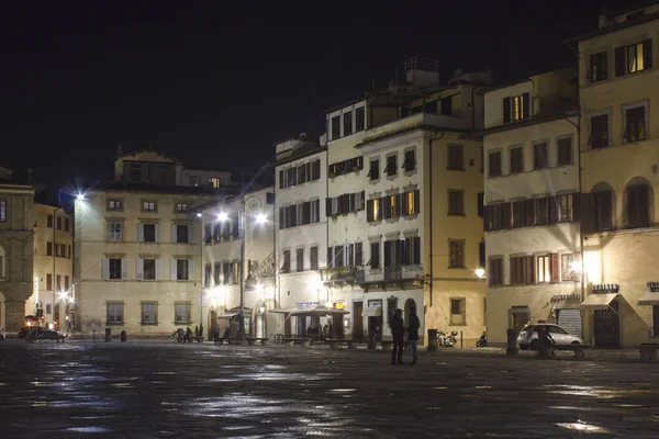Florencia Italia Octubre 2015 Vista Nocturna Plaza Santa Croce Florencia — Foto de Stock