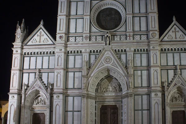 Florencie Itálie Října 2015 Fasáda Noci Kostel Svatého Kříže Florencii — Stock fotografie