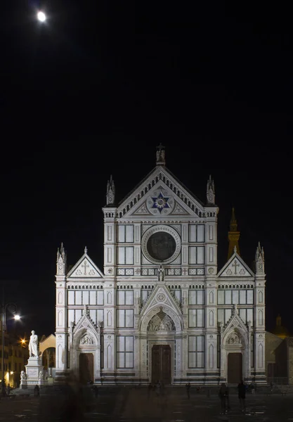 Florença Itália Outubro 2015 Vista Noturna Basílica Santa Cruz Florença — Fotografia de Stock