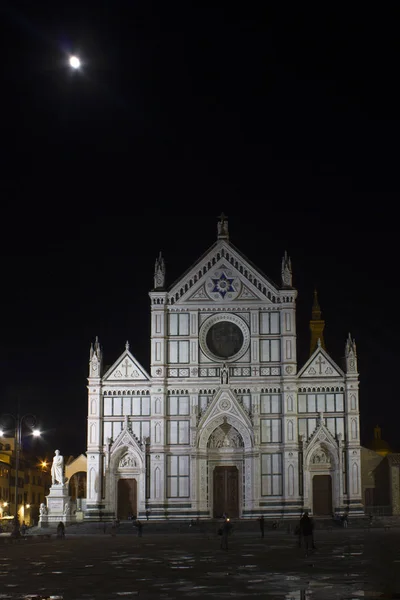 Florença Itália Outubro 2015 Vista Noturna Basílica Santa Cruz Florença — Fotografia de Stock