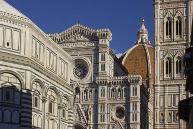 Florence, İtalya - 22 Kasım 2015: Floransa duomo Katedrali, Vaftizhane ve Giotto bellfry mimari detay