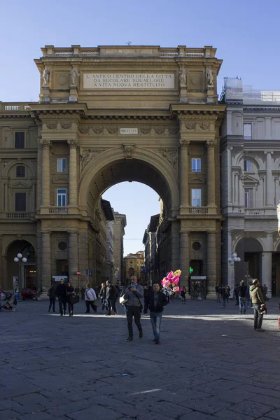 Италия Ноября 2015 Года Знаменитая Арка Площади Республики Флоренции Италия — стоковое фото