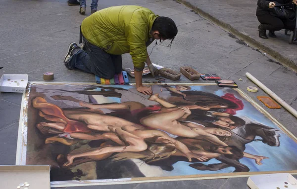 Firenze Italia Novembre 2015 Street Artist Firenze Fare Arte Sull — Foto Stock