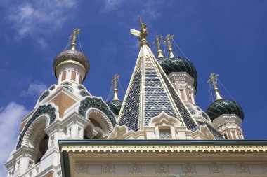 Nice, Fransa - 23 Nisan 2017: st.nicholas ortodox katedral çatı Nice, Fransa, ararken
