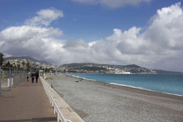 Nice France Апреля 2017 Nice Coastline Facing Promenade Des Anglais — стоковое фото