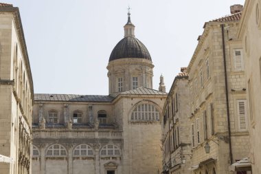 Dubrovnik, Hırvatistan - 22 Ağustos 2018: Dubrovnick ile eski şehir, Katedral çatı