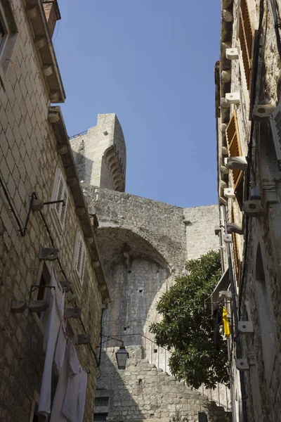 Dubrovnik Croacia Agosto 2017 Detalle Edificios Históricos Redidenciales Murallas Dubrovnik — Foto de Stock