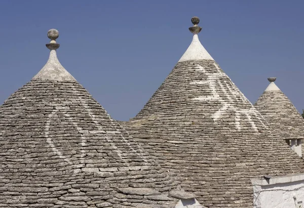 Alberobello Italia Agosto 2017 Tetto Pietra Nel Comune Alberobello Nel — Foto Stock