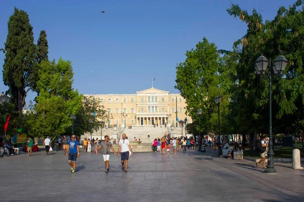 Athens Griekenland August 2016 Syntagma Plein Athene Met Het Hellemische — Stockfoto