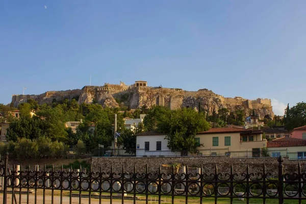 Athènes Grèce Août 2016 Vue Depuis Bas Acropole Athènes Sur — Photo