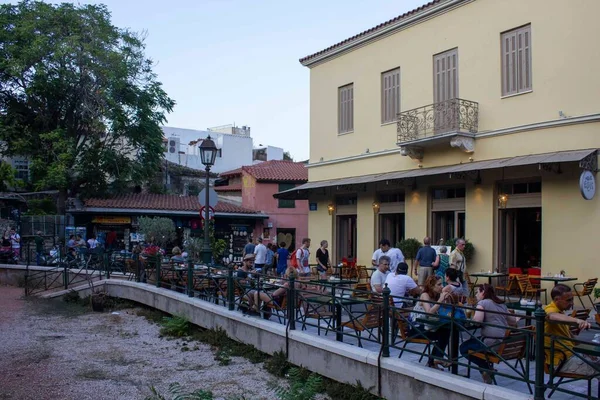 Athens Griekenland August 2016 Mensen Die Een Pauze Houden Athene — Stockfoto