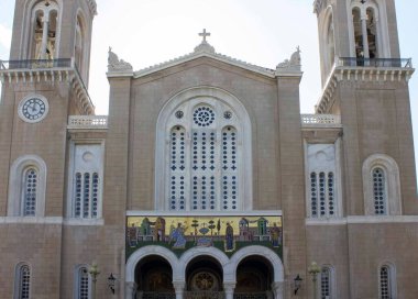 ATİNA, GREECE -13 AĞUSTOS 2016: Atina, Yunanistan 'daki Büyükşehir Annunciation Katedrali