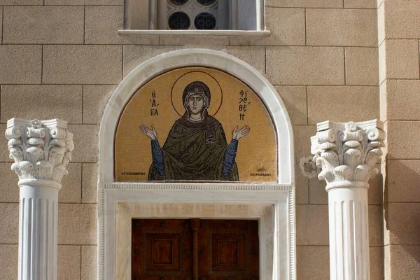 Athens Greece August 2016 Details Door Metropolitan Cathedral Athens Greece — 图库照片