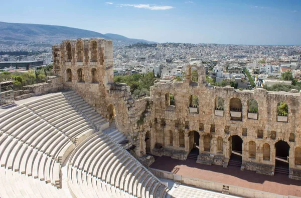 Athens Greece August 2016 Amfiteater Odeon Herodes Atticus Aten Med — Stockfoto