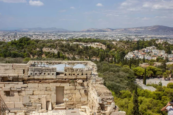 Athens Griekenland August 2016 Stadsgezicht Van Athene Vanuit Acropolis — Stockfoto