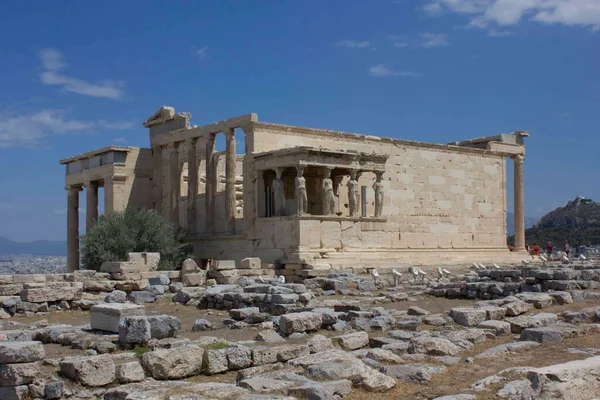 Athen Griechenland August 2016 Die Berühmten Karyatiden Der Akropolis Von — Stockfoto