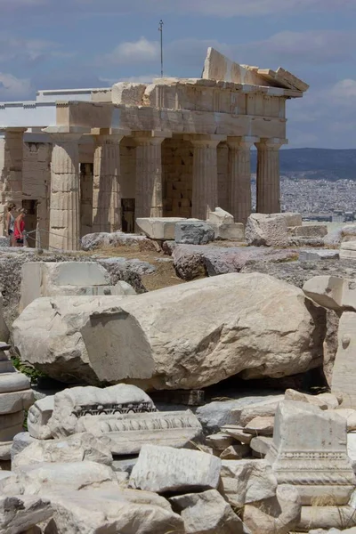 Atenas Grecia Agosto 2016 Ruinas Propilea Atenas Acropolys Grecia — Foto de Stock