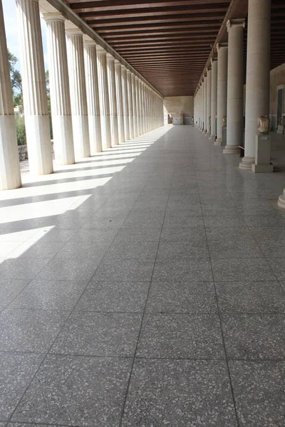 Athens Greece August 2016 Corridor Main Floor Stoa Attallos Monument — Stock Photo, Image