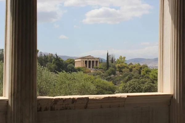 Athens Görögország Augusztus 2016 Kilátás Stoa Attalus Hephaestus Templom Athénban — Stock Fotó