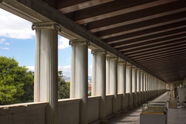 Atenas Grécia Agosto 2016 Piso Fisrt Stoa Attalos Atenas Agora — Fotografia de Stock