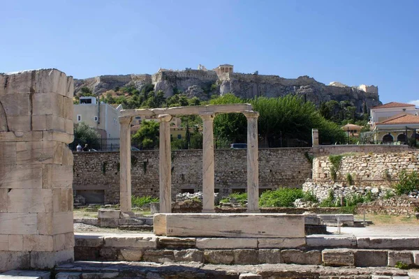 Atheny Grecja Sierpnia 2016 Terenie Ruin Biblioteki Hadriańskiej Atenach — Zdjęcie stockowe