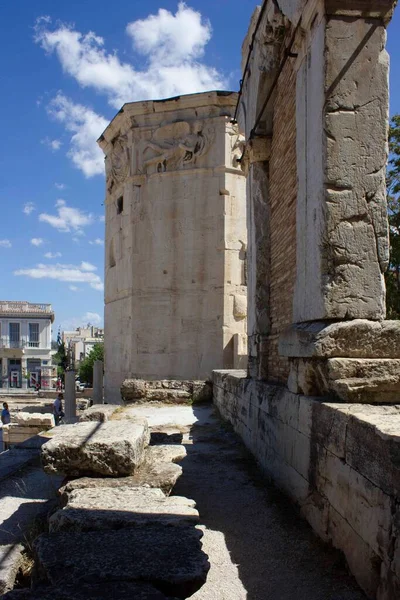Atene Grecia Agosto 2016 Rovine Della Biblioteca Adriana Nel Cielo — Foto Stock