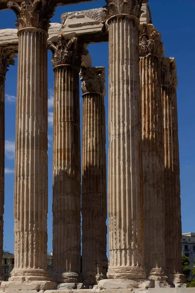 Atenas Grécia Agosto 2016 Ruínas Antigo Templo Zeus Olímpico Atenas — Fotografia de Stock