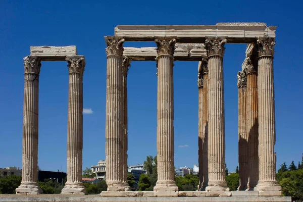 Athens Griekenland August 2016 Ruïnes Van Oude Olympische Zeus Tempel — Stockfoto