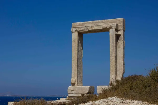 Naxos Greece Августа 2018 Года Вид Мраморные Ворота Портары Наксосе — стоковое фото