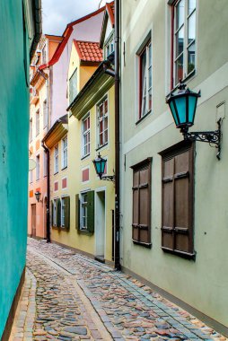 Stockholm 'deki eski sokak, İsveç.