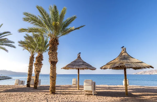 Schöne Liegestühle Meer — Stockfoto