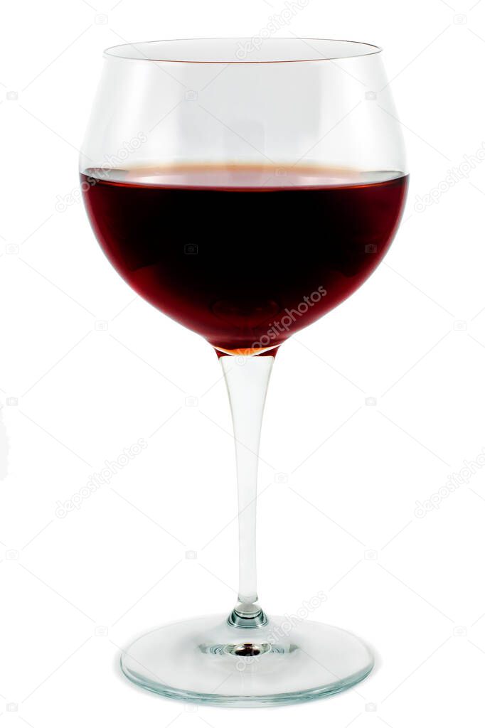 Glass with red wine isolated on white