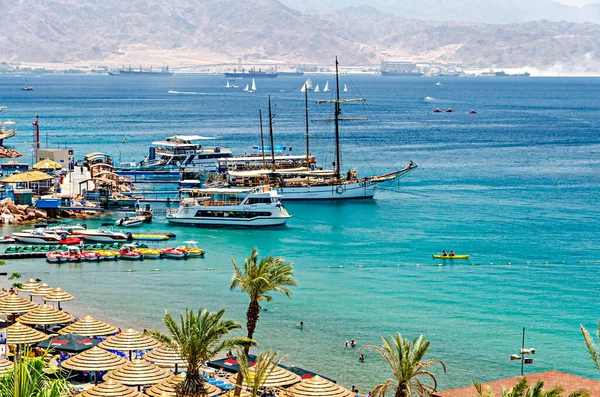 Playa Pública Central Eilat Ciudad Turística Más Meridional Famosa Israel —  Fotos de Stock