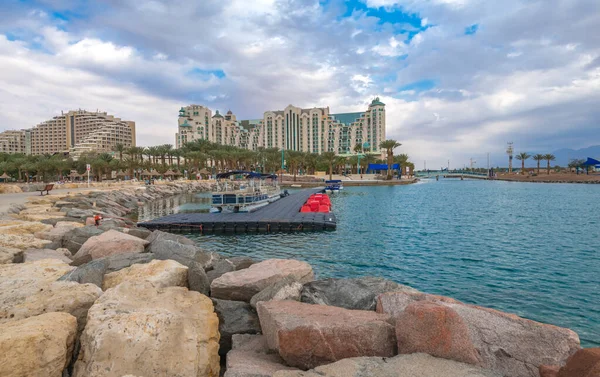 Laguna Marina Muelle Piedra Eilat Famoso Complejo Turístico Situado Mar — Foto de Stock