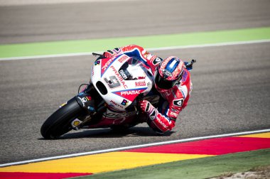 23 Eylül 2017, MotorLand Aragon, Alcaniz, İspanya; Aragon MotoGP, Cumartesi elemeleri; OCTO Pramac Racing Motogp Takımı 'ndan Danilo Petrucci 4 serbest antrenman sırasında virajı geçti