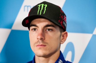 24 Eylül 2017 Aragon Motorlu Arazisi Aragon Alcaniz İspanya Aragon Pazar yarış günü MotoGP Movistar Yamaha Motogp Takımı Maverick Viales Yarışın başlamasını bekliyor
