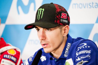 24 Eylül 2017 Aragon Motorlu Arazisi Aragon Alcaniz İspanya Aragon Pazar yarış günü MotoGP Movistar Yamaha Motogp Takımı Maverick Viales Yarışın başlamasını bekliyor