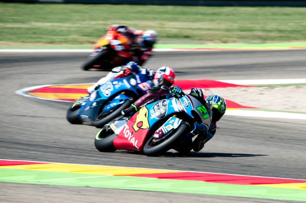 2017年9月24日 スペイン アルカニスのMotorland Aragon 日曜日のレース日のMotogp Marc Vds Moto2チームのフランコ モルビデリがレース中のフィールドをリード — ストック写真