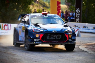 5 Ekim 2017, Salou, Katalonya, İspanya; Daniel Sordo ve yardımcı pilotu Marc Marti, şantajda Hyundai Motorsport I20 Coupe WRC ile yarışıyorlar. 