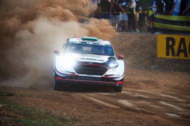 5 Ekim 2017, Salou, Katalonya, İspanya; Büyük Britanya 'dan Elfyn Evans ve yardımcısı Daniel Barritt, şantaj sırasında M Sport World Rallisi ekibi Ford Fiesta WRC' de yarıştılar. 