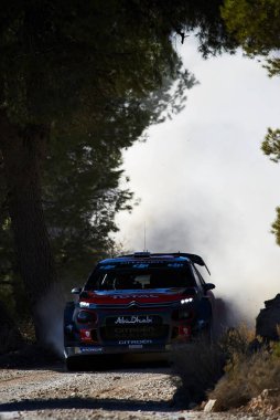 6 Ekim 2017, Terra Alta, Katalonya, İspanya; Büyük Britanya 'dan Kris Meeke ve İrlandalı yardımcı pilotu Paul Nagle, Citroen C3 WRC Toplam Abu Dhabi WRT' de Terra Alta sahnesinde yarıştılar.