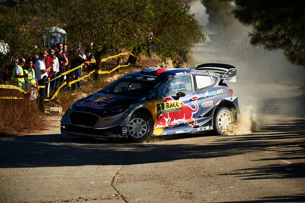 Ottobre 2017 Terra Alta Catalogna Spagna Sebastien Ogier Suo Pilota — Foto Stock