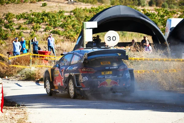 Outubro 2017 Terra Alta Catalunha Espanha Sebastien Ogier Seu Piloto — Fotografia de Stock